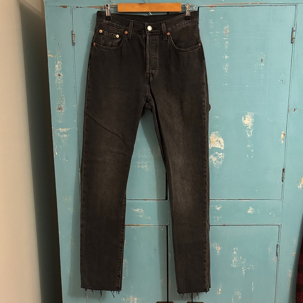 Levi Strauss 501 Black Distressed Denim Jeans